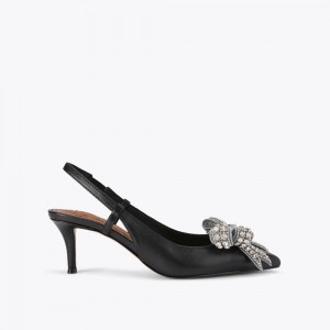 Kurt Geiger Belgravia Bow Slingback Heel Negrii | XUZJLK-352