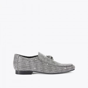 Kurt Geiger Hugh Eagle Herringbone Loafer Gunmetal | EQACBO-862