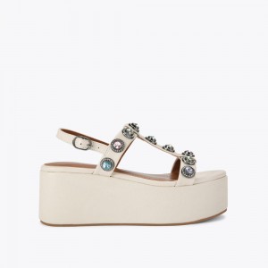 Kurt Geiger Octavia Platforma Sandal Bej | HGUMCE-569