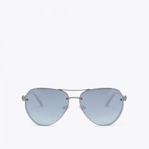 Kurt Geiger Shoreditch Aviator Sunglasses Teal | HQKJCB-849