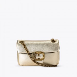 Kurt Geiger Small Mayfair Shoulder Bag Champagne | GYXAQZ-704