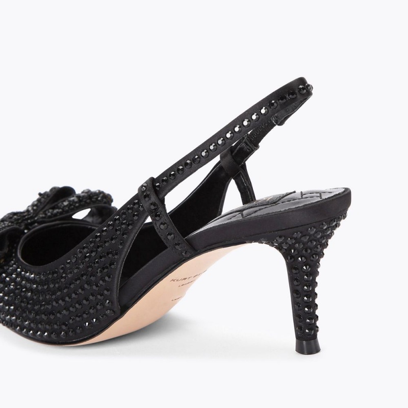 Kurt Geiger Belgravia Crystal Bow Heel Negrii | QUNFMK-305