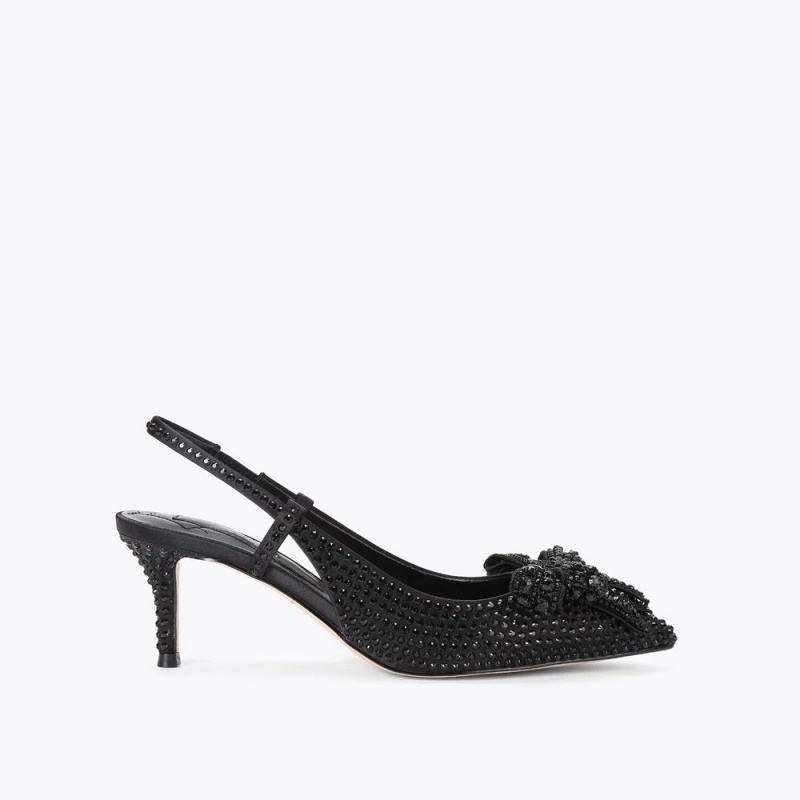 Kurt Geiger Belgravia Crystal Bow Heel Negrii | QUNFMK-305