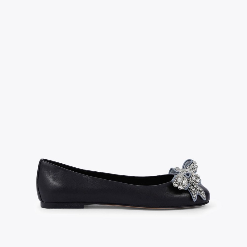 Kurt Geiger Bow Ballerina Plati Negrii | TGZPRK-341