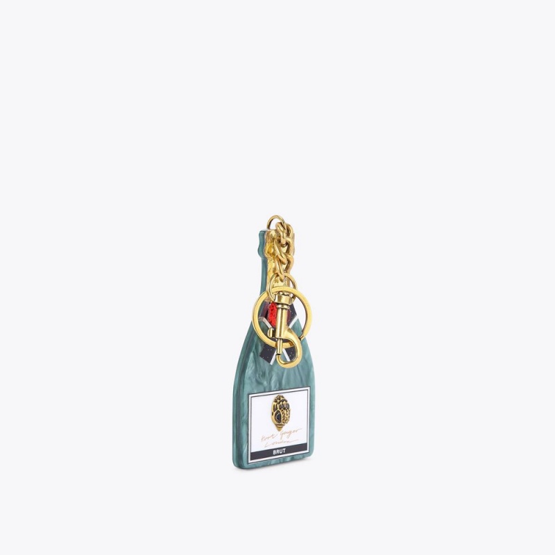 Kurt Geiger Champagne Bottle Keyring Verzi Inchis | FHVSMY-485