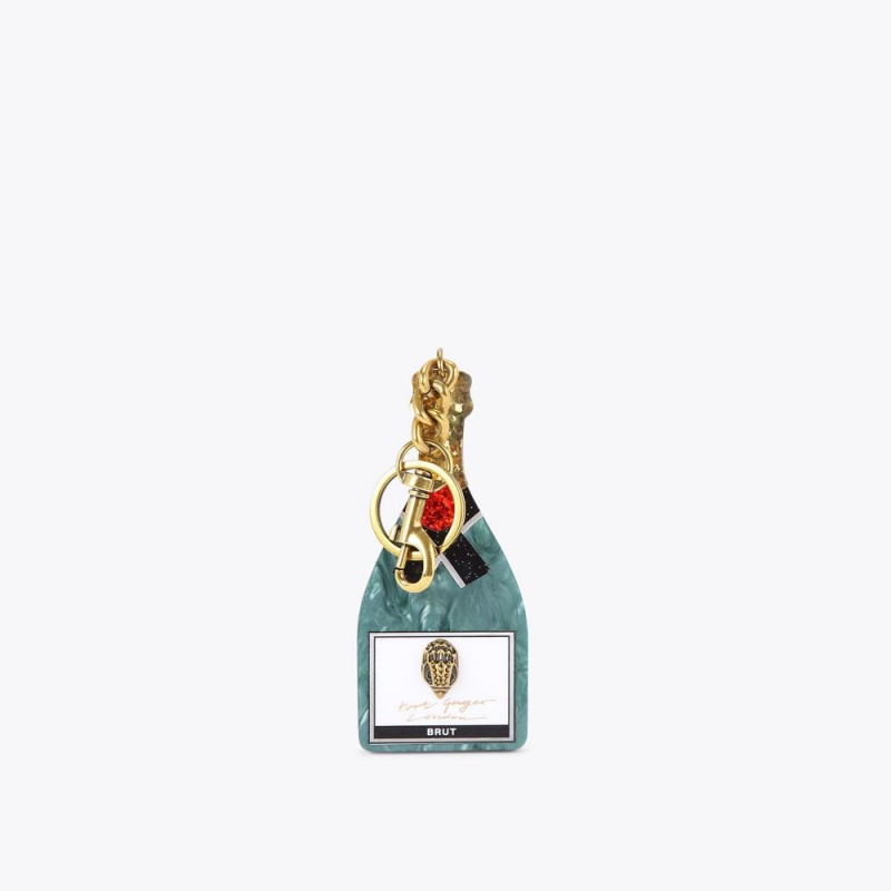 Kurt Geiger Champagne Bottle Keyring Verzi Inchis | FHVSMY-485