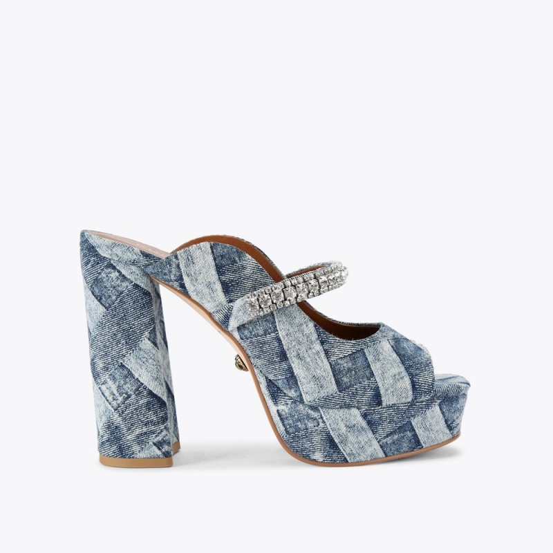 Kurt Geiger Duke Platforma Peep Bombeu Heel Albastri | AEWCLX-236