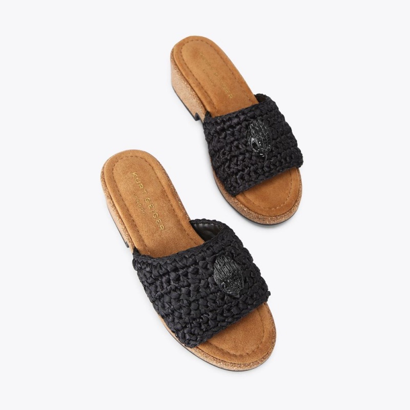 Kurt Geiger Eagle Crochet Flatform Negrii | CKJBHG-562