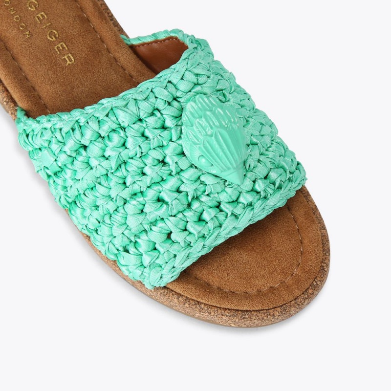 Kurt Geiger Eagle Crochet Flatform Turcoaz | DVOPRC-059