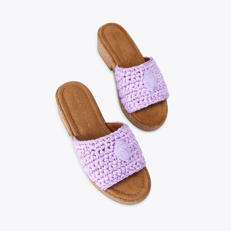 Kurt Geiger Eagle Crochet Flatform Violet | UXOFTW-703