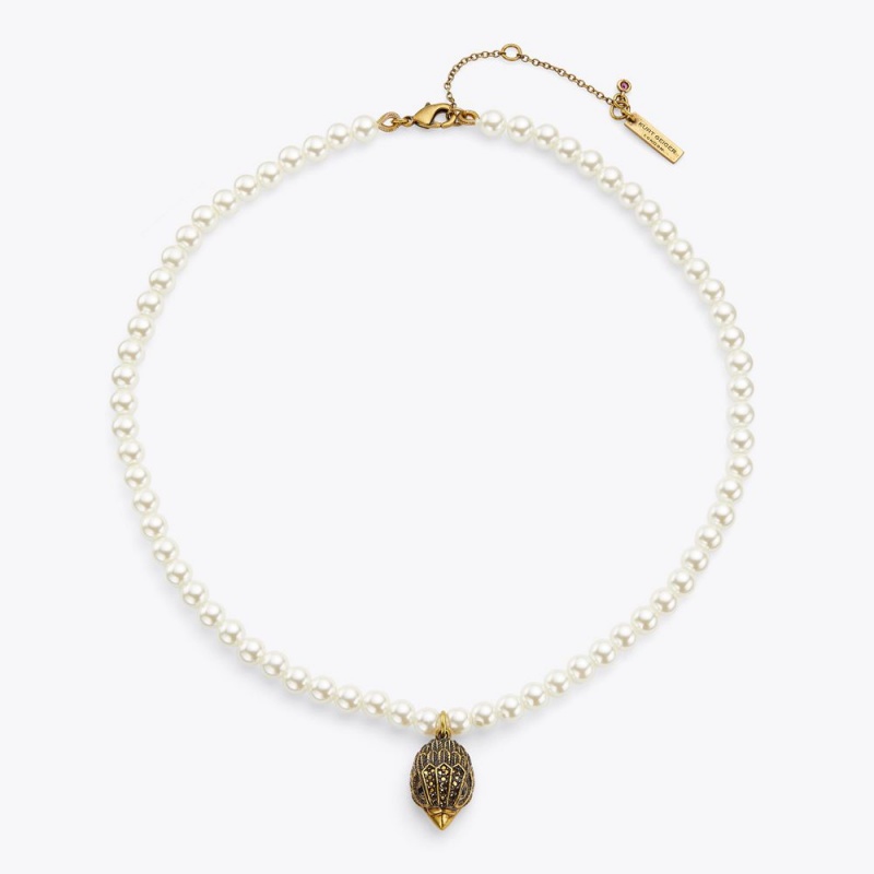 Kurt Geiger Eagle Pearl Necklace Albi | FDUNQG-032