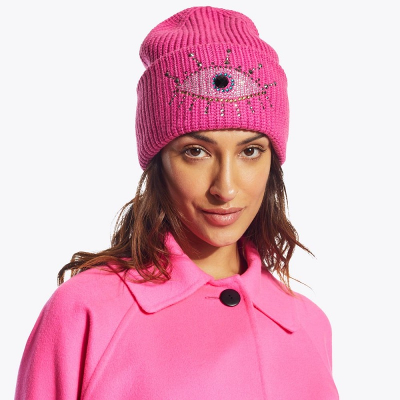 Kurt Geiger Evil Eye Beanie Fushia | EFNYLW-301