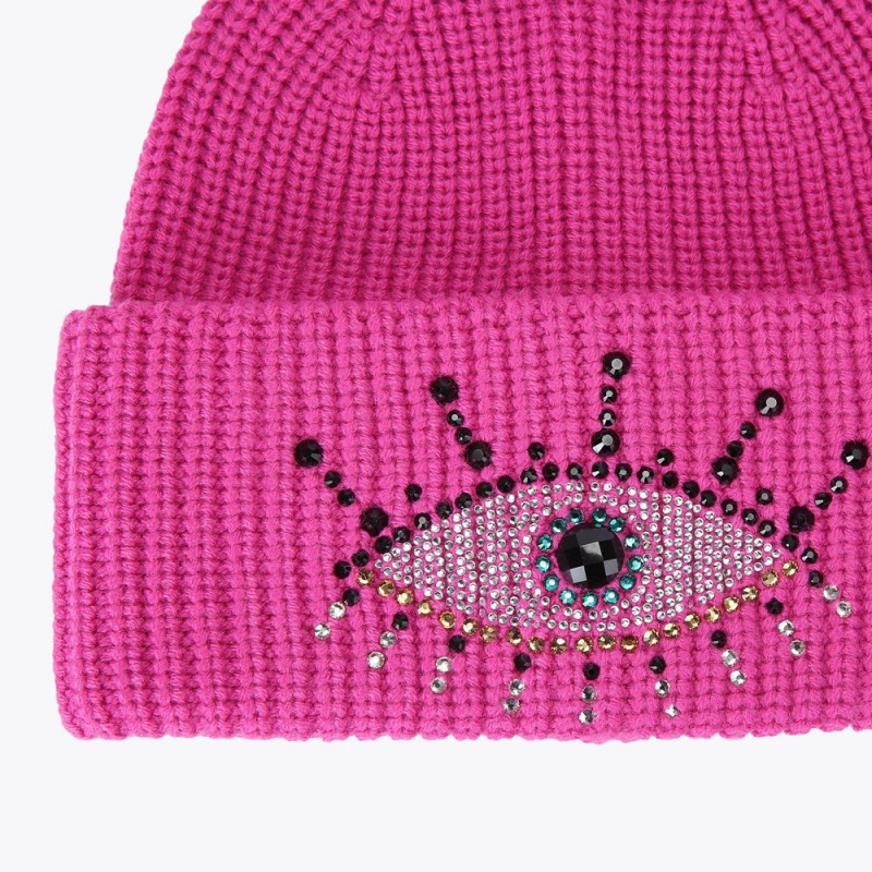 Kurt Geiger Evil Eye Beanie Fushia | EFNYLW-301