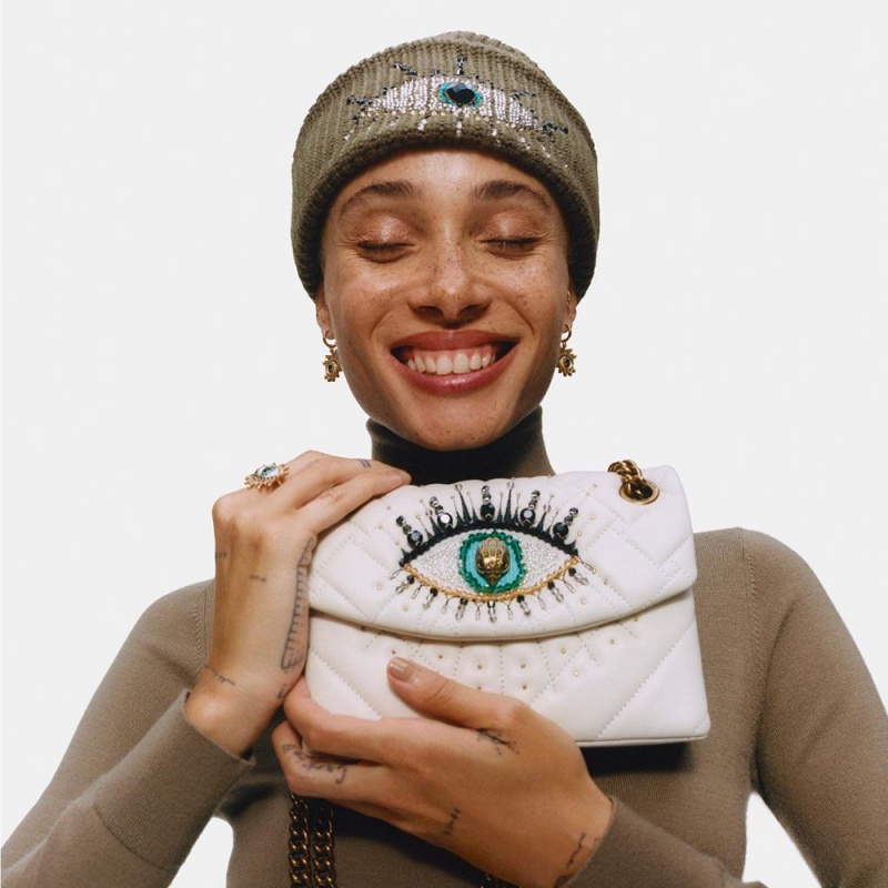 Kurt Geiger Evil Eye Beanie Kaki | KTWNXH-512