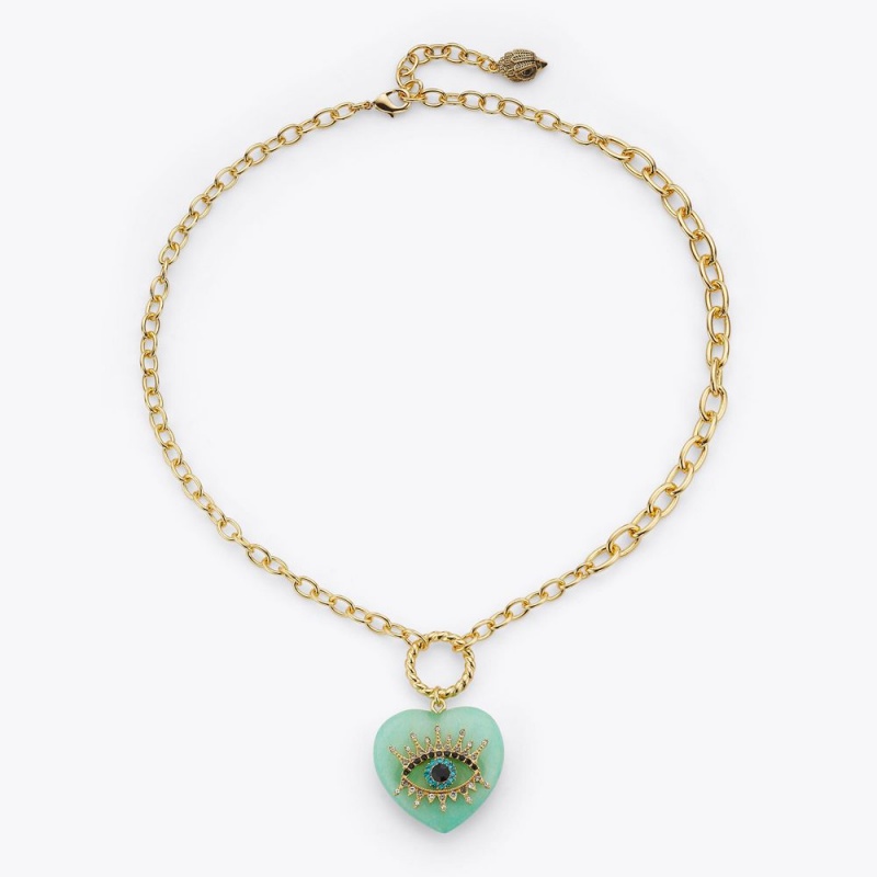 Kurt Geiger Heart Evil Eye Necklace Verzi | YHAZCO-352