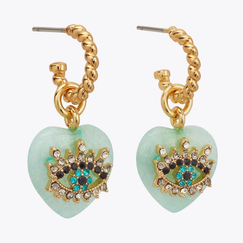 Kurt Geiger Heart Eye Huggie Earrings Verzi | GTLNCE-601