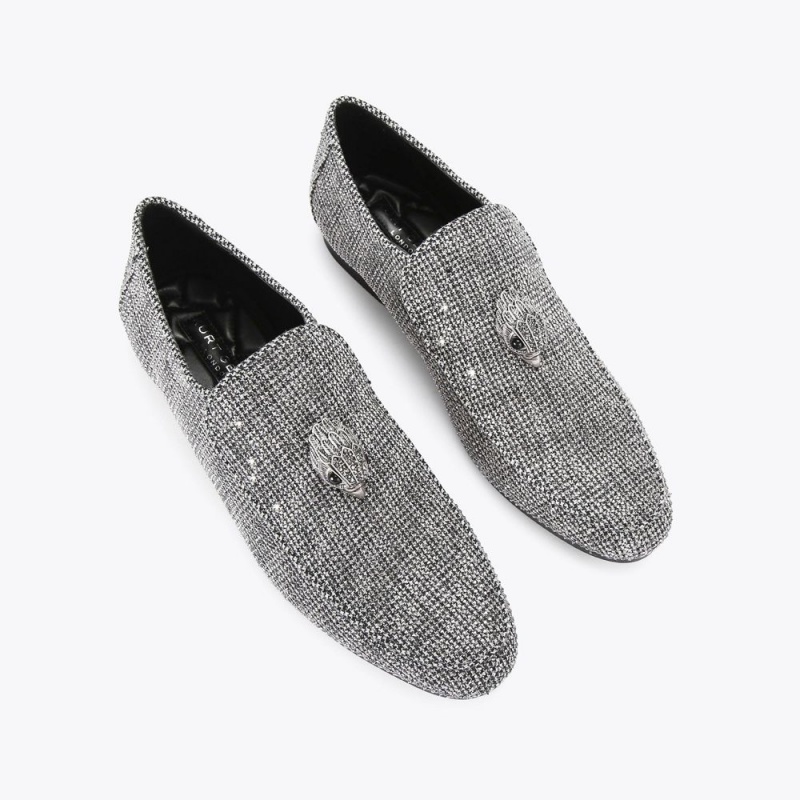 Kurt Geiger Hugh Eagle Herringbone Loafer Gunmetal | EQACBO-862