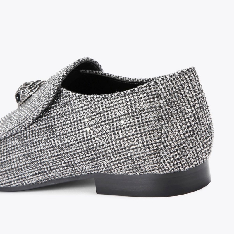 Kurt Geiger Hugh Eagle Herringbone Loafer Gunmetal | EQACBO-862