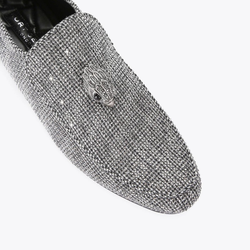 Kurt Geiger Hugh Eagle Herringbone Loafer Gunmetal | EQACBO-862