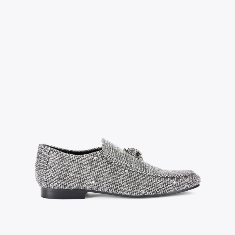 Kurt Geiger Hugh Eagle Herringbone Loafer Gunmetal | EQACBO-862