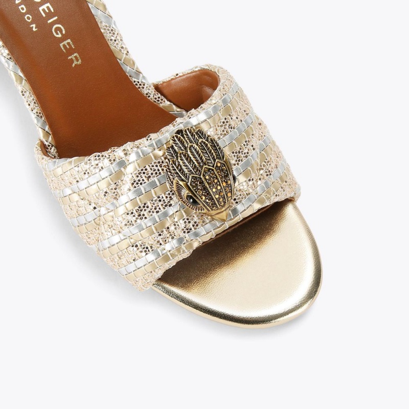 Kurt Geiger Kensington Block Mule Heel Champagne | AKDJCS-340