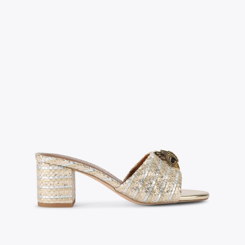 Kurt Geiger Kensington Block Mule Heel Champagne | AKDJCS-340