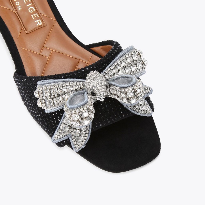 Kurt Geiger Kensington Bow Plati Sandal Negrii | SUDFEM-043