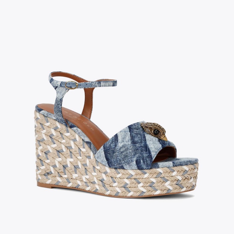 Kurt Geiger Kensington Espadrile Wedge Heel Albastri | VYSFXJ-469