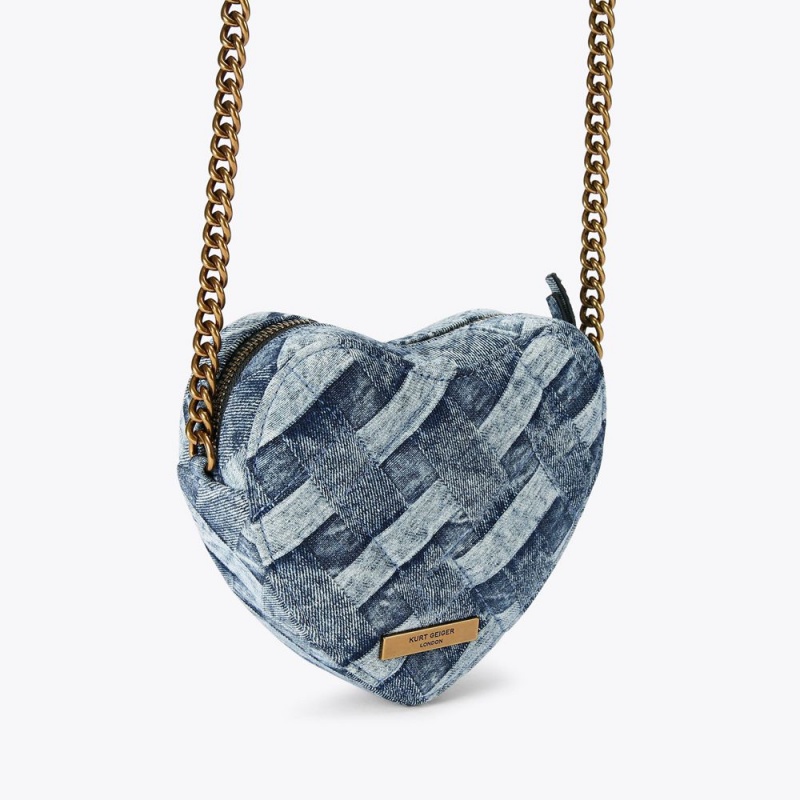 Kurt Geiger Kensington Heart Bag Denim | GWMFAR-859