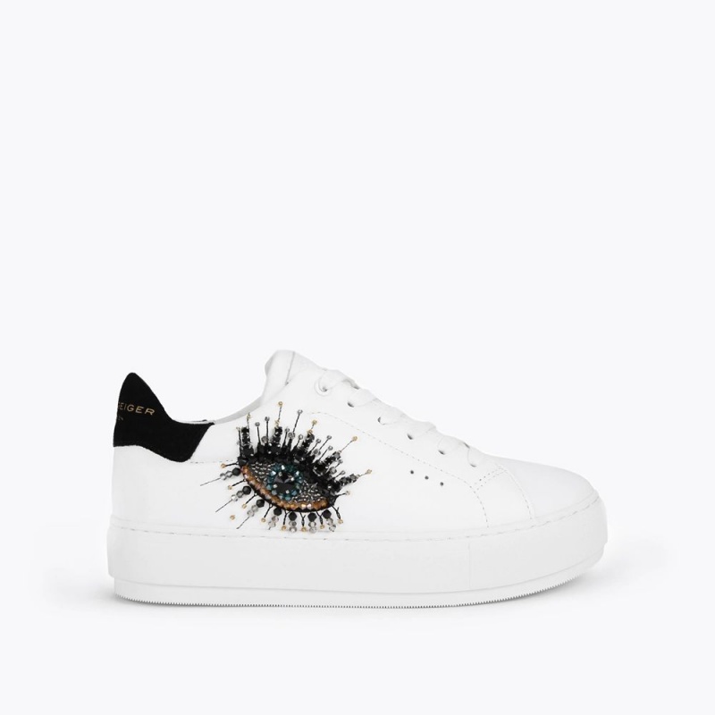 Kurt Geiger Laney Evil Eye Sneaker Albi Negrii | YCMNAB-364