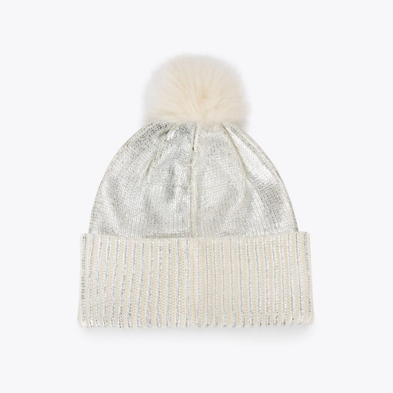 Kurt Geiger Metallic Rib Beanie Argintii | EQCLIV-731