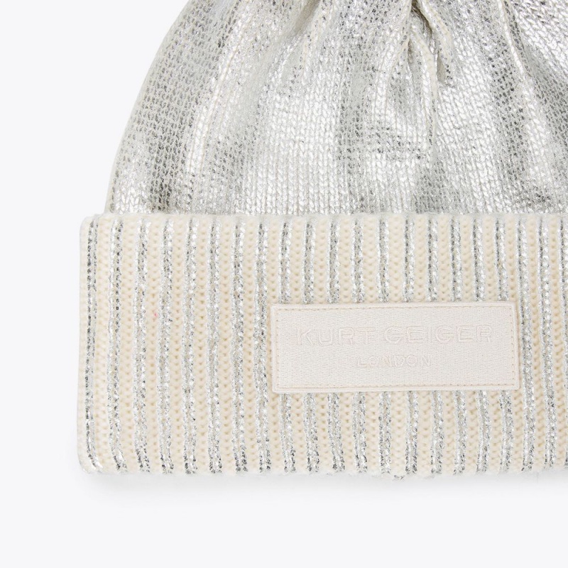 Kurt Geiger Metallic Rib Beanie Argintii | EQCLIV-731