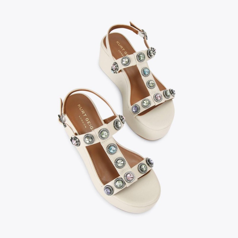 Kurt Geiger Octavia Platforma Sandal Bej | HGUMCE-569