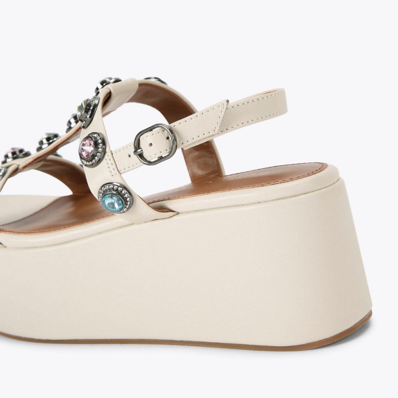 Kurt Geiger Octavia Platforma Sandal Bej | HGUMCE-569