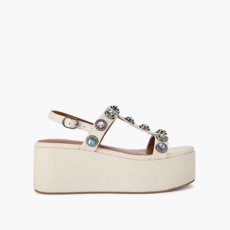 Kurt Geiger Octavia Platforma Sandal Bej | HGUMCE-569