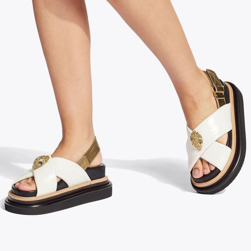 Kurt Geiger Orson Cross Curea Sandal Albi | PXNBHA-471