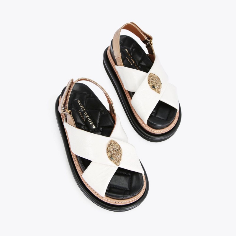 Kurt Geiger Orson Cross Curea Sandal Albi | PXNBHA-471