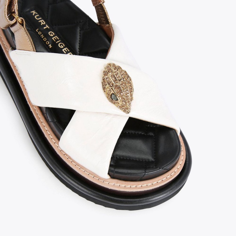 Kurt Geiger Orson Cross Curea Sandal Albi | PXNBHA-471