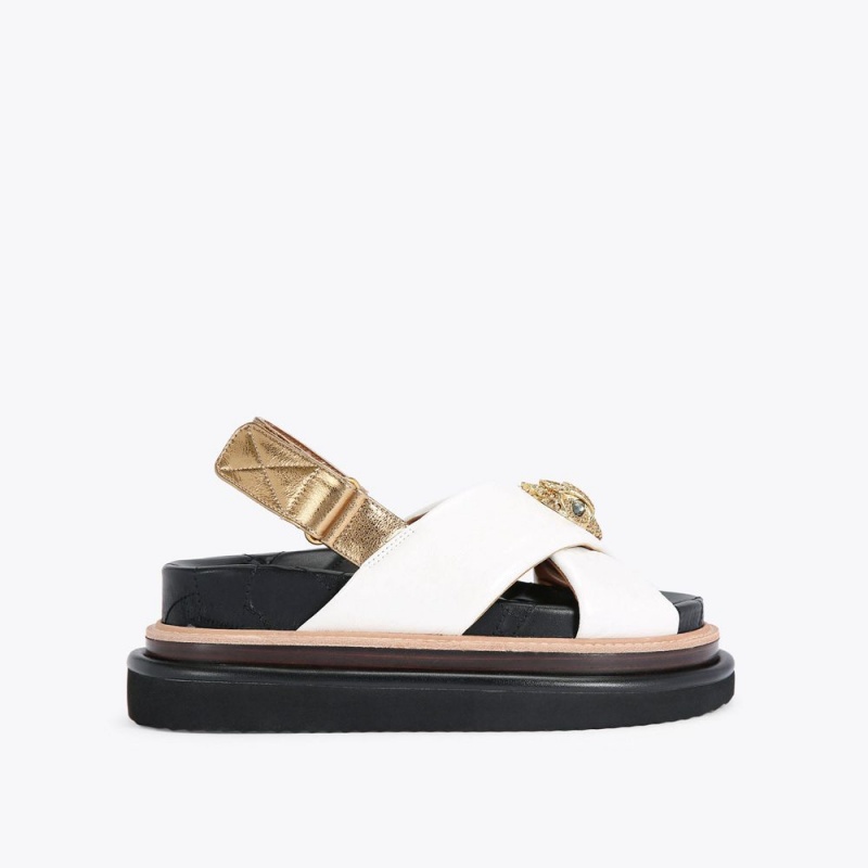 Kurt Geiger Orson Cross Curea Sandal Albi | PXNBHA-471