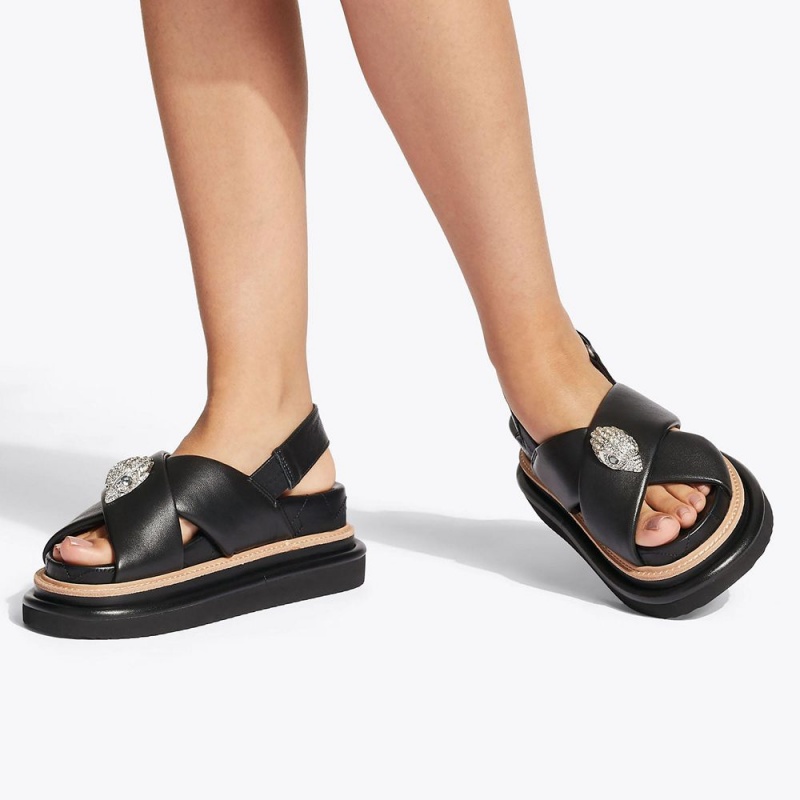 Kurt Geiger Orson Cross Curea Sandal Negrii | KJYNWC-583