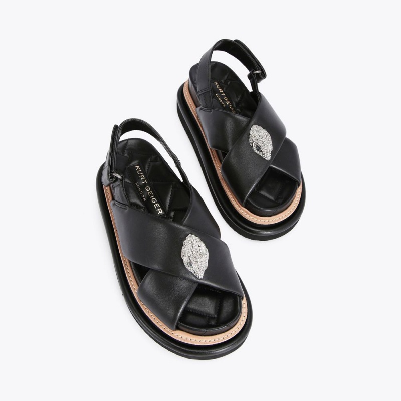 Kurt Geiger Orson Cross Curea Sandal Negrii | KJYNWC-583