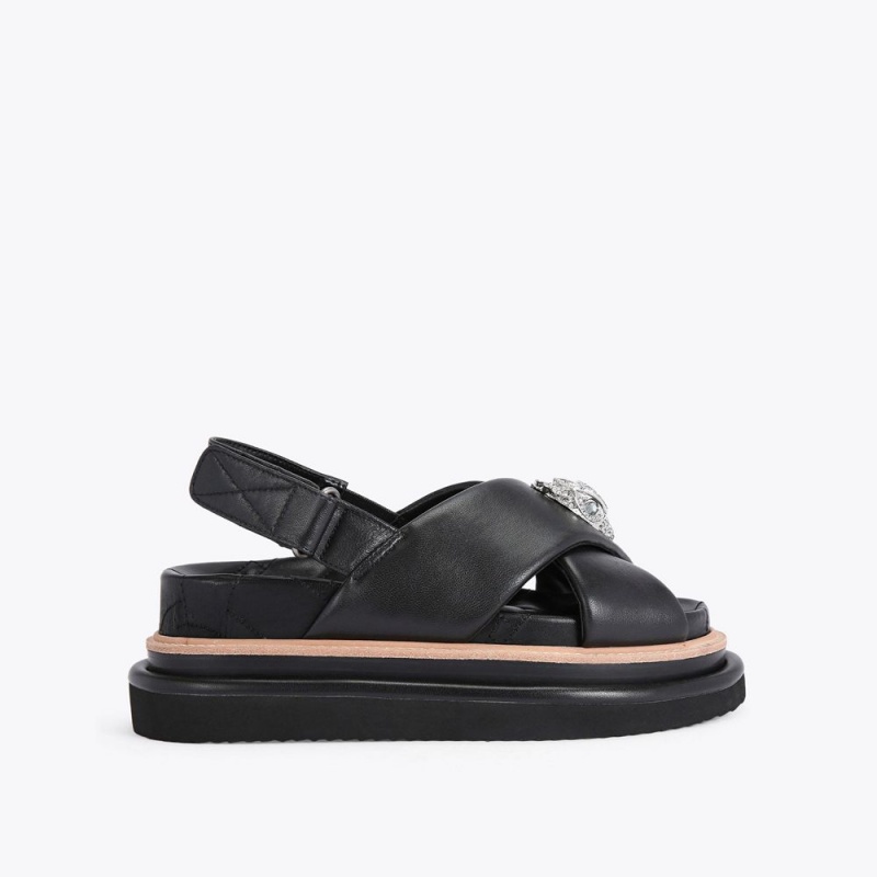 Kurt Geiger Orson Cross Curea Sandal Negrii | KJYNWC-583