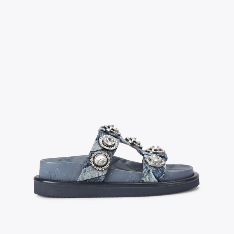 Kurt Geiger Orson Crystal Sandal Albastri | FNADGK-087