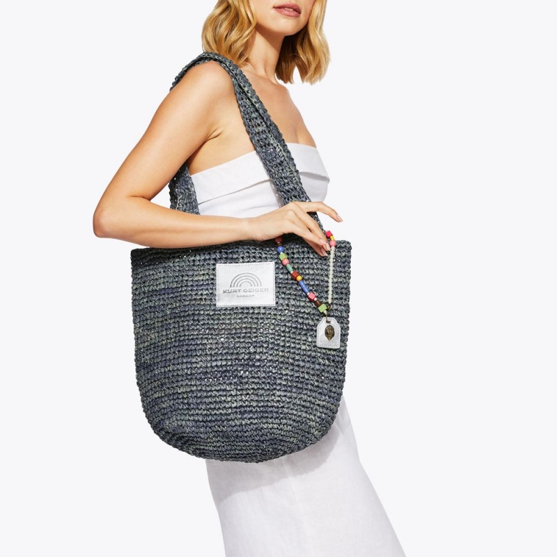 Kurt Geiger Raffia Hobo Bag Albastri | IWZLNH-571