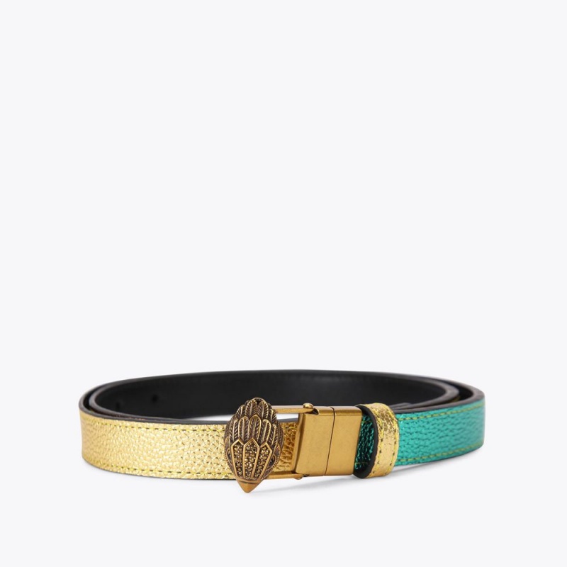 Kurt Geiger Reversible Eagle Belt Galbeni | TWXCYQ-671