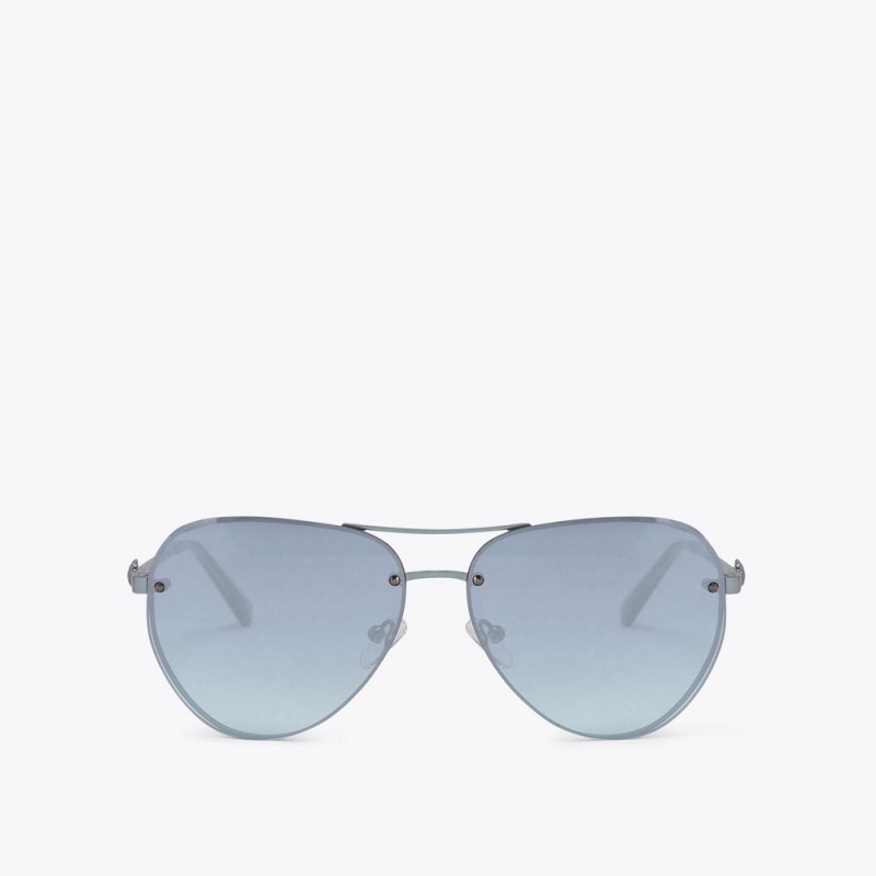 Kurt Geiger Shoreditch Aviator Sunglasses Teal | HQKJCB-849