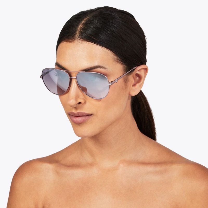 Kurt Geiger Shoreditch Aviator Sunglasses Lilac | XBRFCQ-796