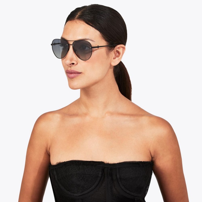 Kurt Geiger Shoreditch Aviator Sunglasses Negrii | PESWZI-023