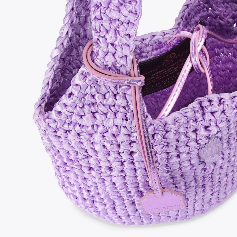 Kurt Geiger Small Crochet Tote Bag Lilac | ZBVNYJ-873