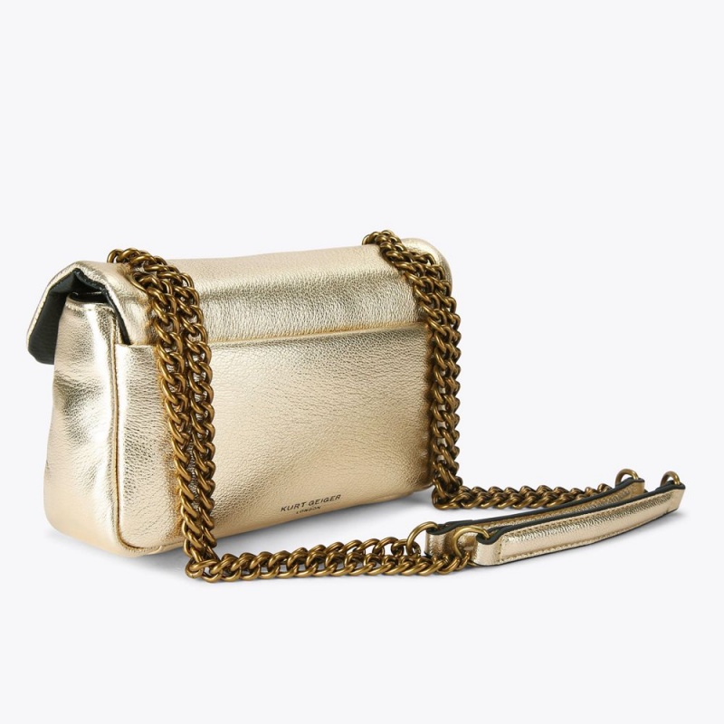 Kurt Geiger Small Mayfair Shoulder Bag Champagne | GYXAQZ-704